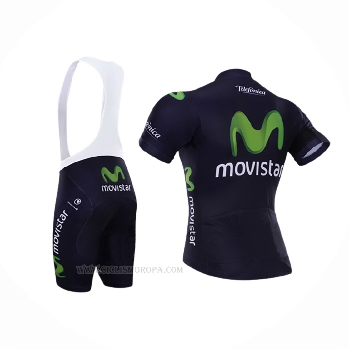 2015 Ropa Ciclismo Movistar Negro Mangas Corta y Culotte Corto